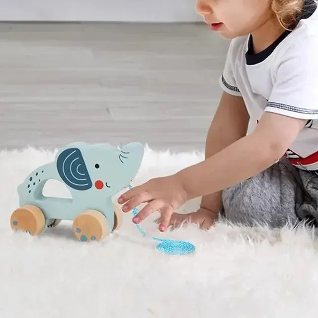 لعبة سحب على شكل فيل خشبي - Image 3