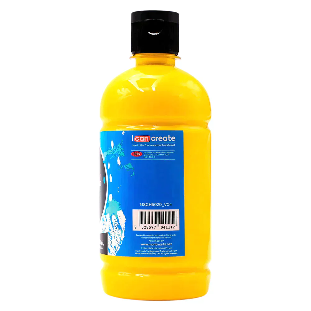زجاجة متوسطة أكريليك مونت مارت ستوديو ٥٠٠ مل - أصفر MSCH5020 - Image 2